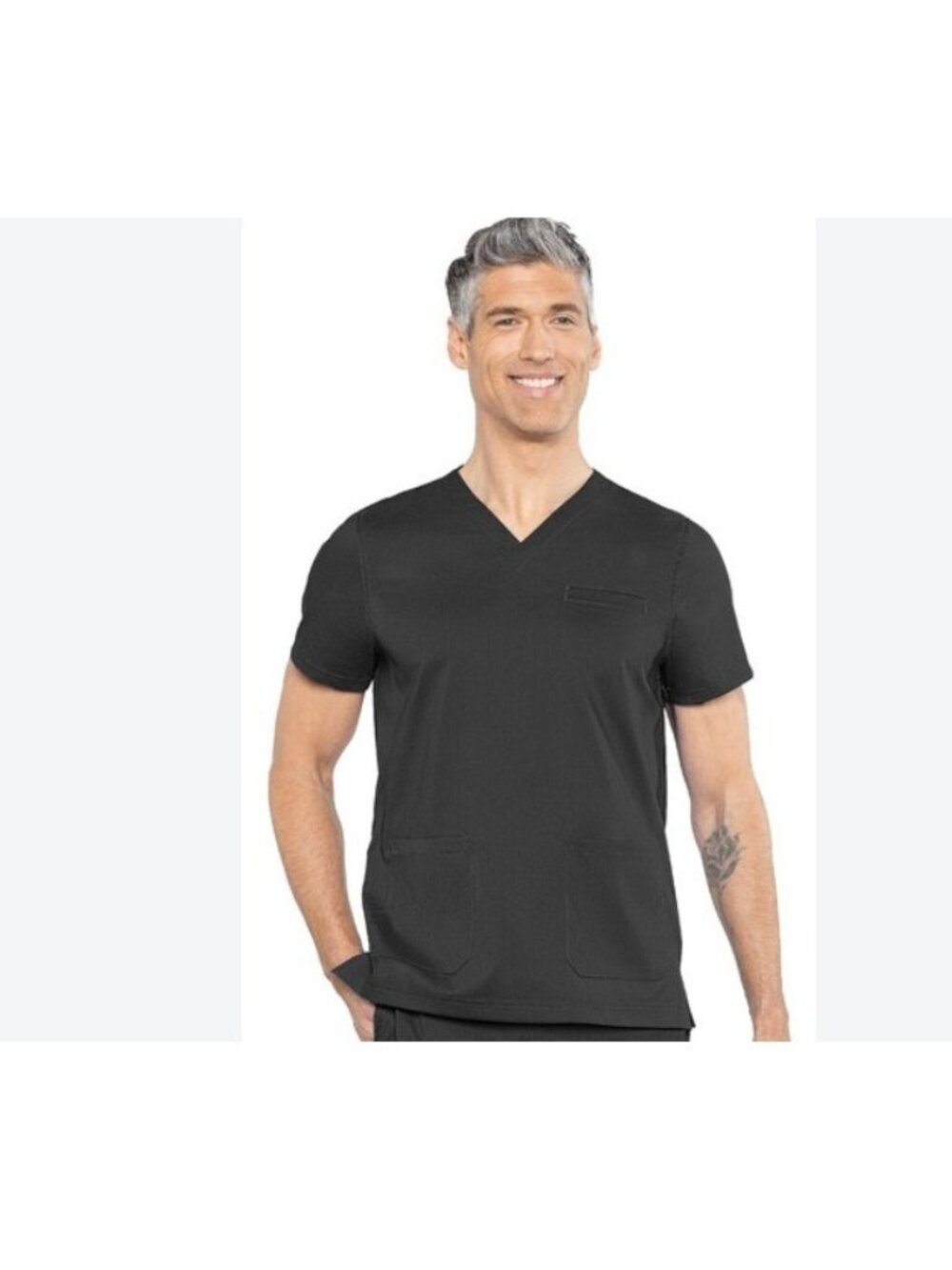 MED COUTURE Performance 4-pockets V-Neck men's scrub top 8528-XL - Black